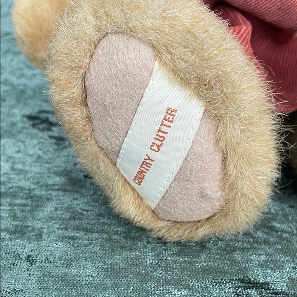 Plush Boyd’s Teddy Bear in Rust Corduroy Dress with Plaid Sleeves - Picture 3 of 7